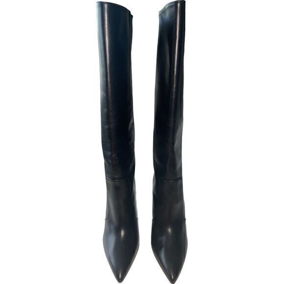 Stuart Weitzman Parton NWOB Tall Leather Calfskin Boot Size 5 Black - Picture 4 of 13